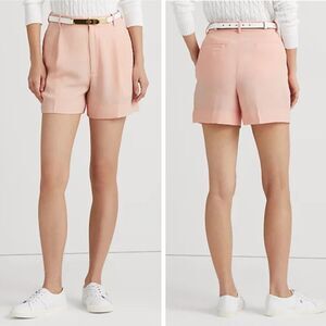 NWT|Lauren Ralph Lauren Pleated Georgette Shorts, Pale Pink, 6